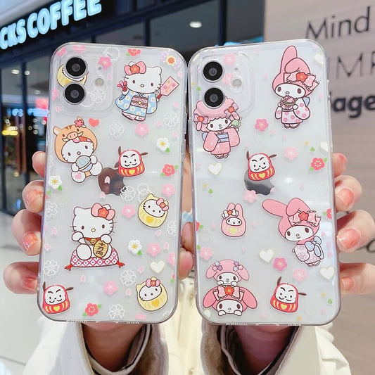 Cartoon Cute Anime Clear iPhone Case Samsung OnePlus Google Case
