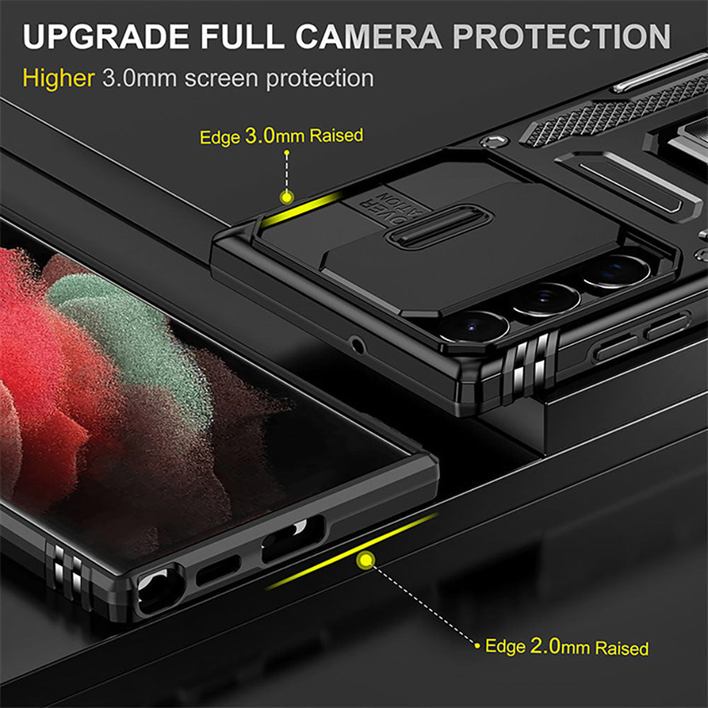 Armored Rotating Ring Push Window Lens Protection Drop-proof Phone Case For Samsung