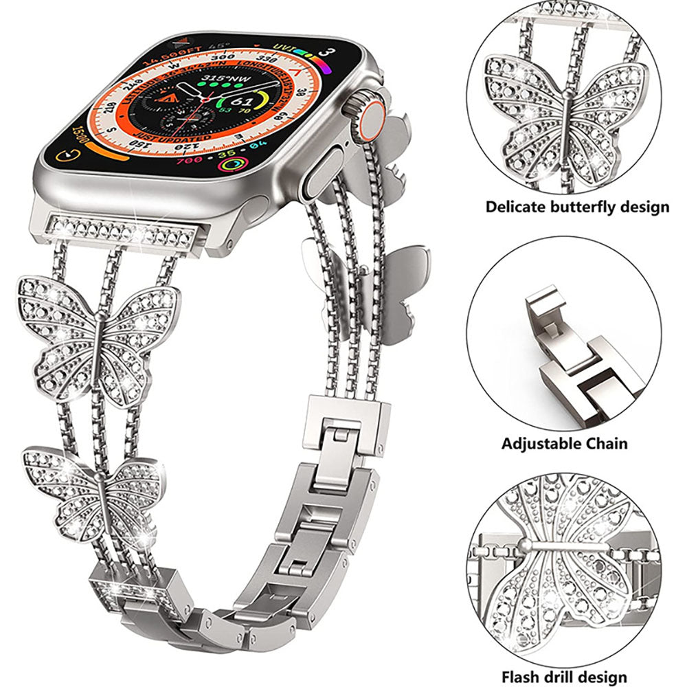Starlight Butterfly Metal Rhinestones Link Band For Apple Watch
