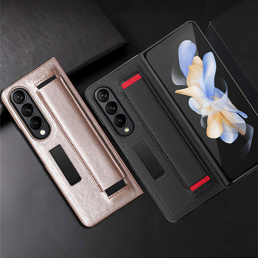 Newest Kickstand Wristband Phone Case For Samsung Galaxy Z Fold4 Fold3 With Screen Protector
