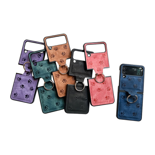 Newest Cat's Claw Embossed Galaxy Z Flip3 Flip4 Phone Case With Ring