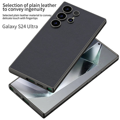 Matte Metallic Paint Plain Leather Phone Case For Samsung Galaxy S24Ultra