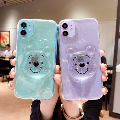 Coque iPhone 3D Cartoon Bear Glitter Clear