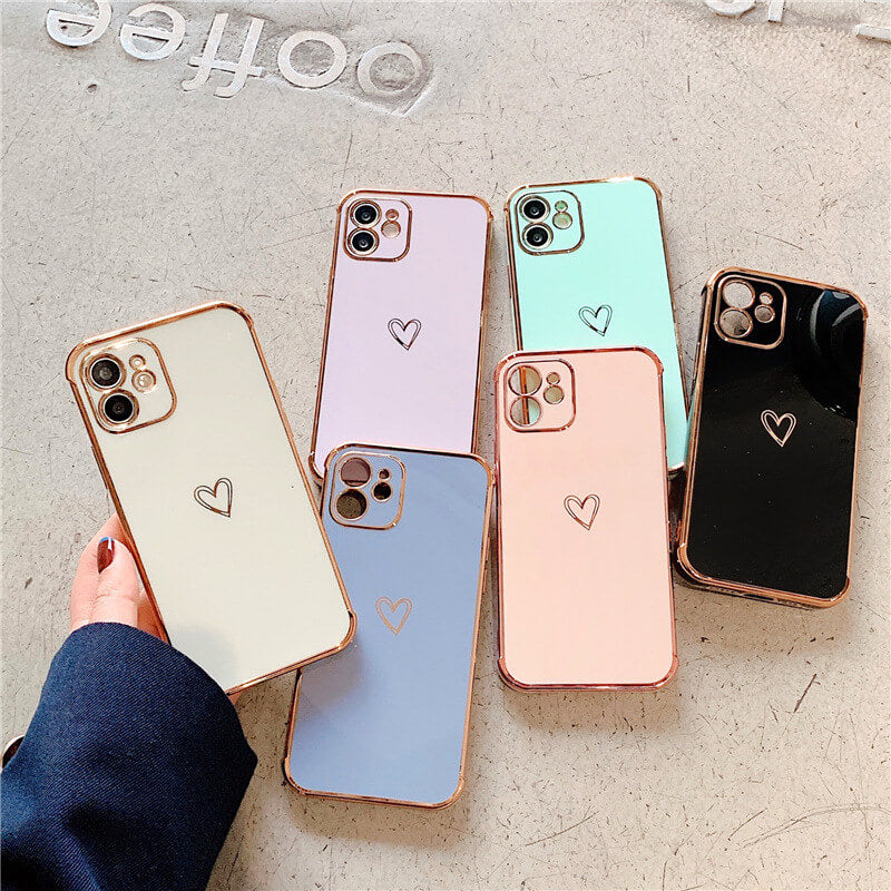 Luxury Electroplating Love Silicone Soft iPhone Case