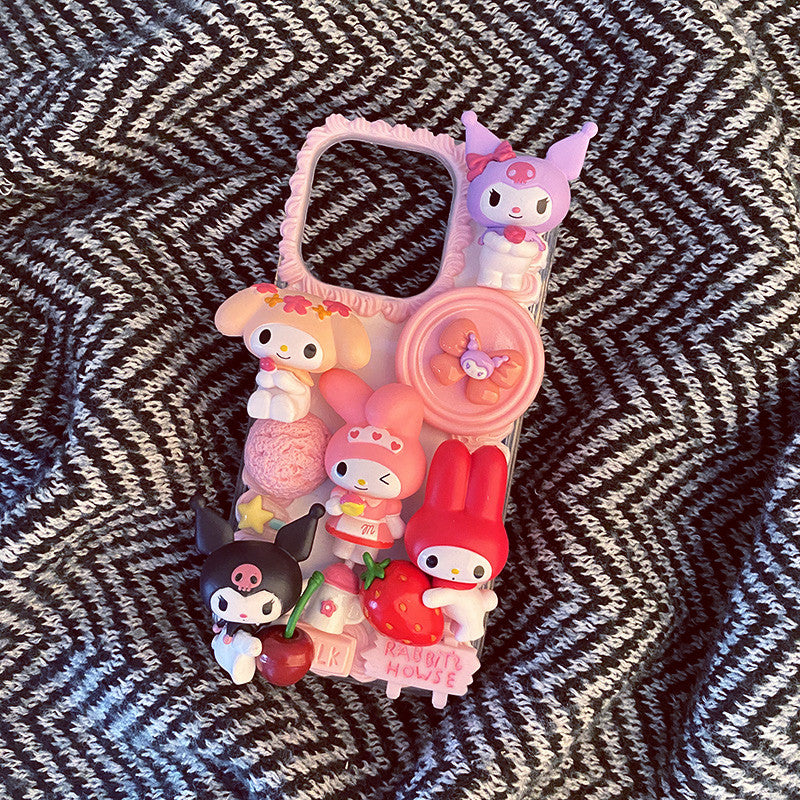 Handmade Decoden Case Melody & Kuro Cartoon Cream Glue Case