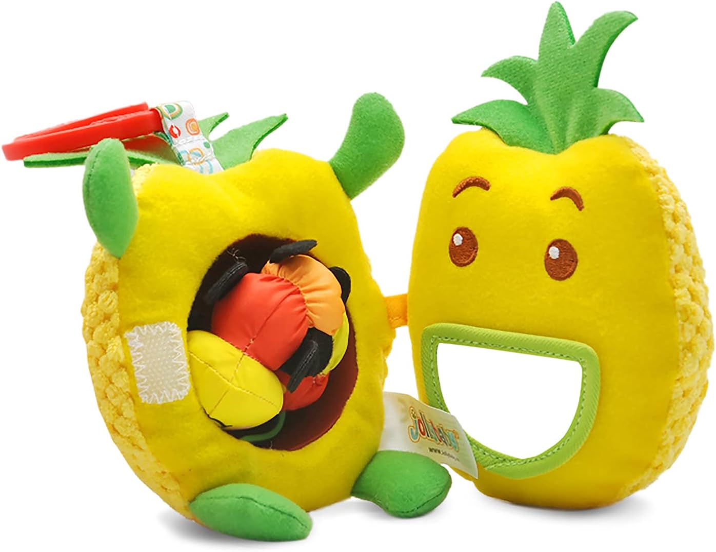 Baby Plush Fruit Doll Toys, Caterpillar Eating Fruit Stuffed Cartoon Snuggle Travel Activity Toy with Rattle, Gift for Infant boy & Girl 3 Months+(Avocado Squish)