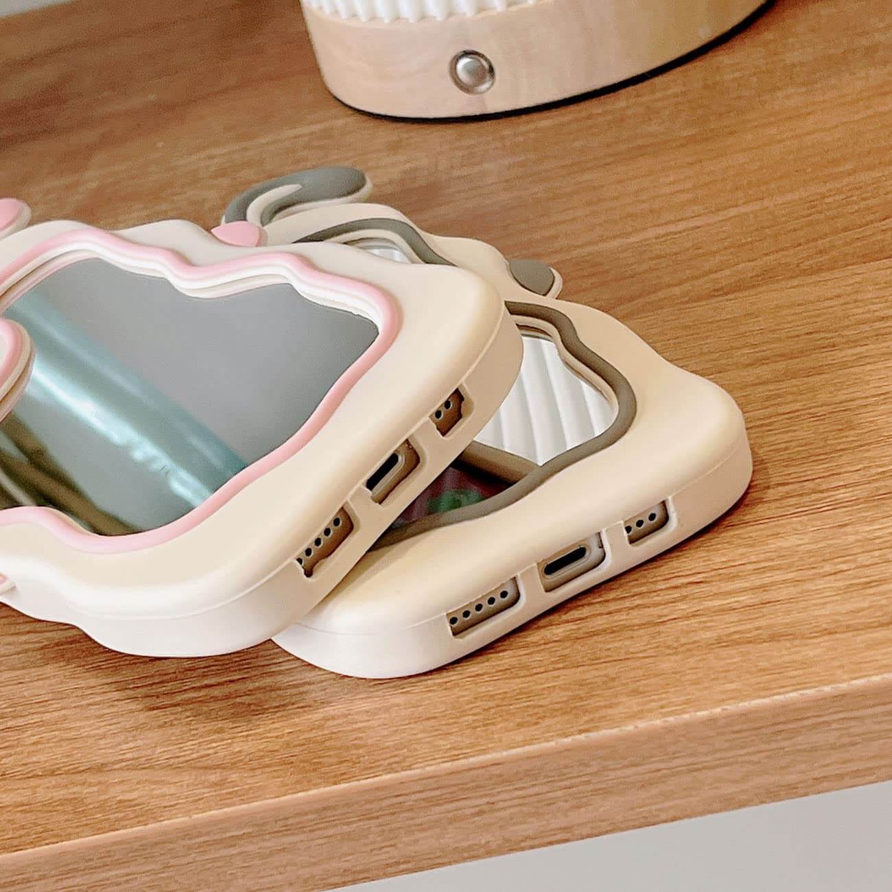 Creative Cute 3D Cartoon Bunny Ear Mirror iPhone Case