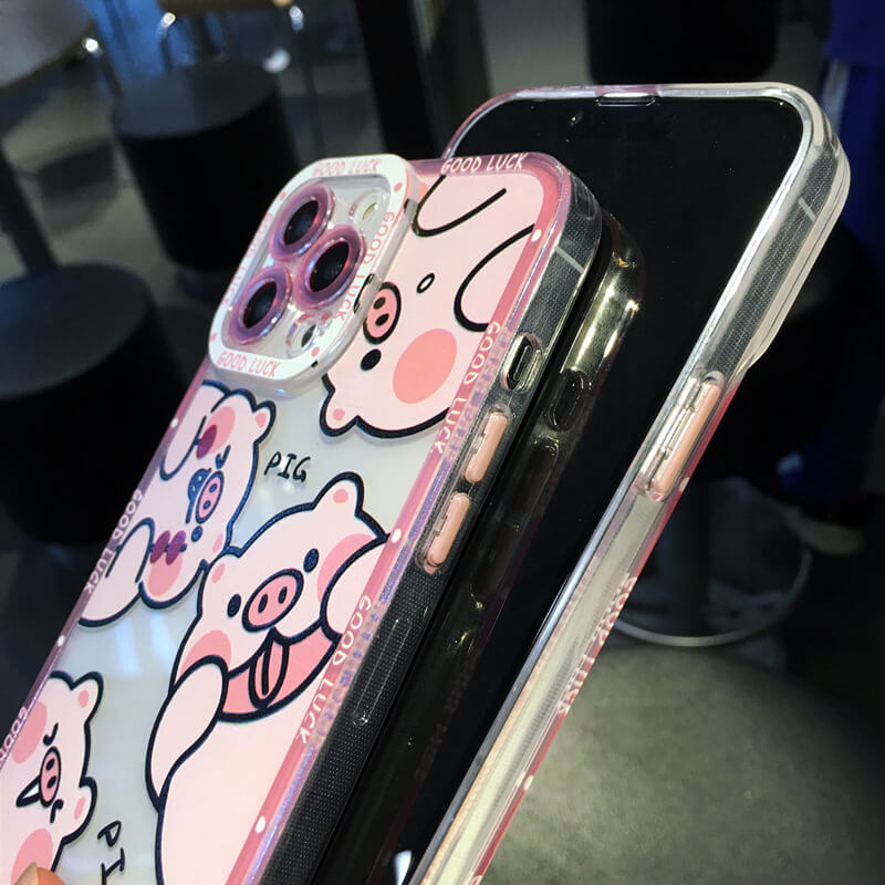 Cute Cartoon Pig Duck Lovely Animal Clear iPhone Case