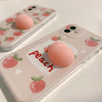 Cute Cartoon Pig Peach iPhone Case 3D Squishy Relieve Stress Cover