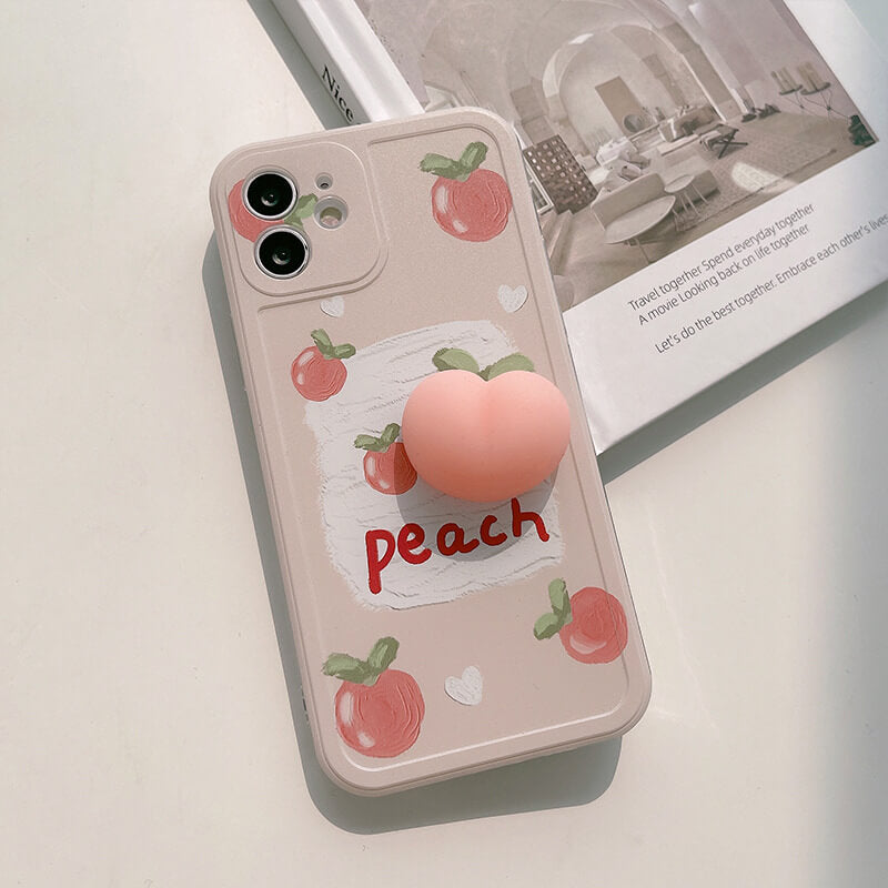 Vinilo o funda para iPhone Cute 3D Cartoon Pig Peach Squishy Relieve Stress Soft
