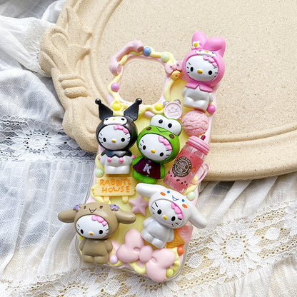 Handmade iPhone Case Cute Kitty Decoden Cream Glue Case