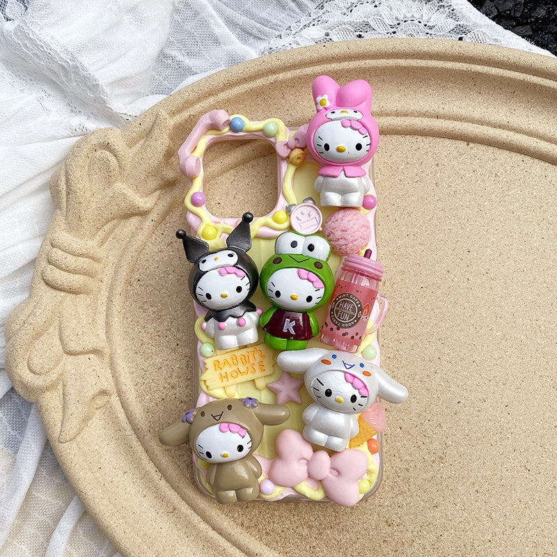 Handmade iPhone Case Cute Kitty Decoden Cream Glue Case