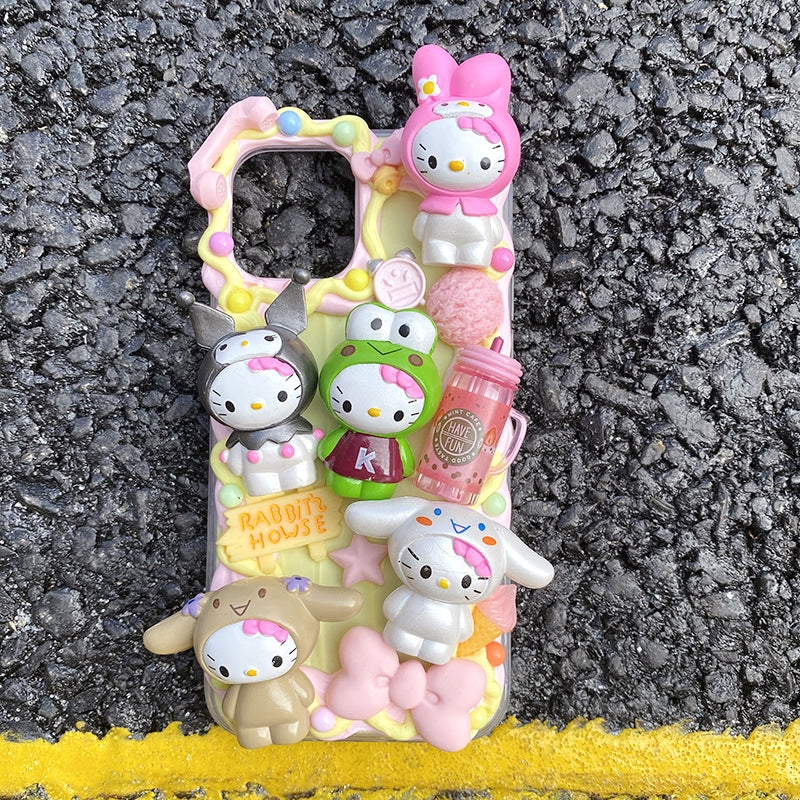 Handmade iPhone Case Cute Kitty Decoden Cream Glue Case