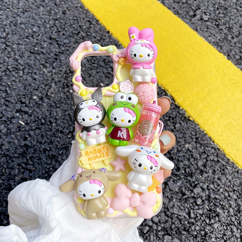 Handmade iPhone Case Cute Kitty Decoden Cream Glue Case
