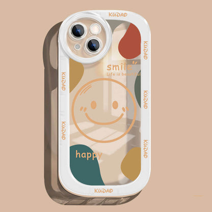 Happy Smile Hand Painted Clear Clear iPhone Case Contraportada