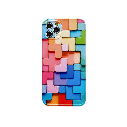 Vinilo o funda para iPhone Ladrillo de juguete con patrón de bloques de construcción coloridos