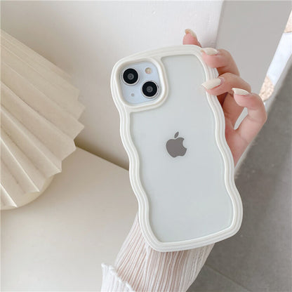 Solid Color Curly Wave Frame Clear iPhone Case