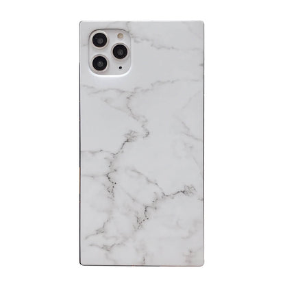 Coque souple brillante en marbre carré pour iPhone