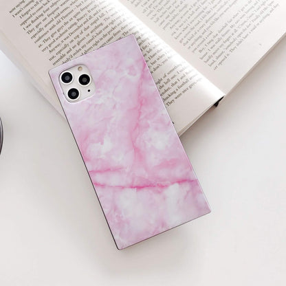 Square Marble Glossy Soft iPhone Case