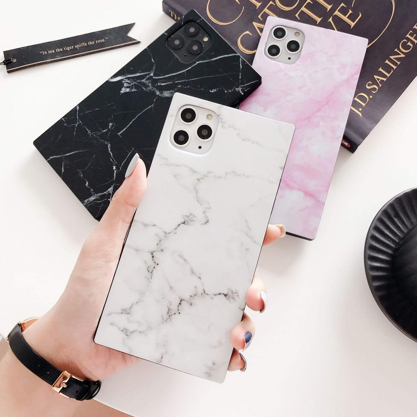 Square Marble Glossy Soft iPhone Case