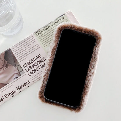 Luxury Rex Rabbit Hair Rhinestone Plush Warm Furry iPhone Case