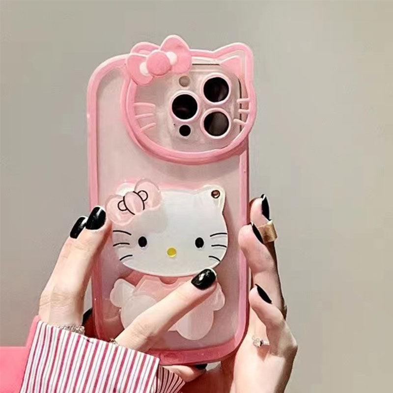 Cute 3D Cartoon Cat With Makeup Mirror iPhone Case – SRYSEP