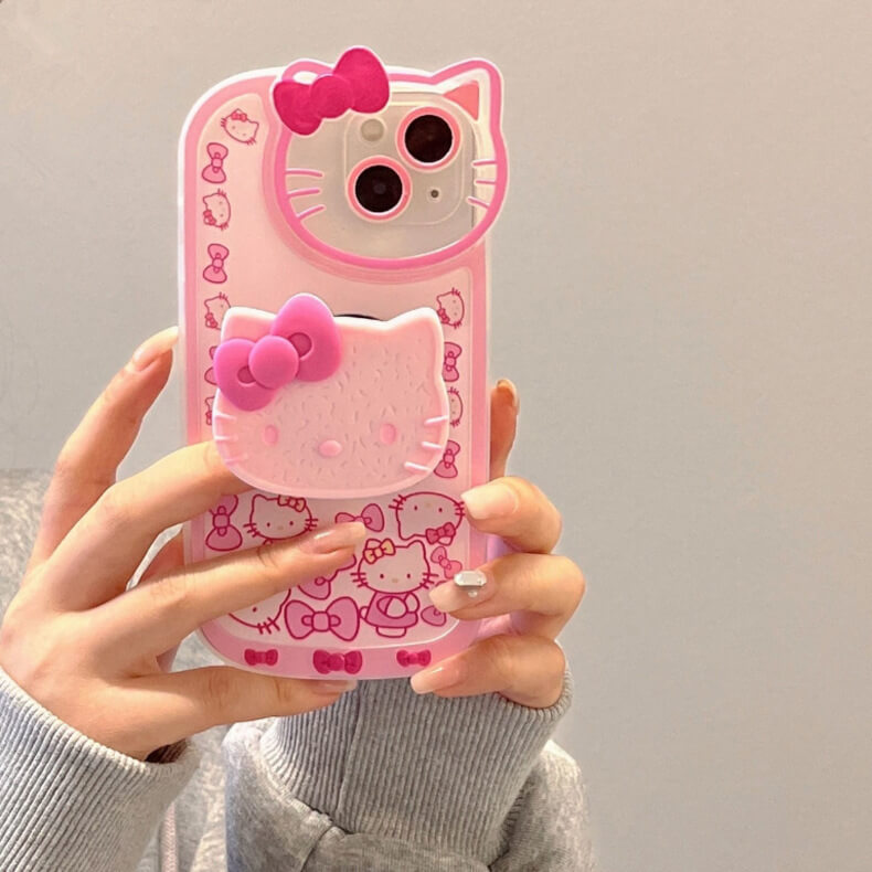Cute Cat Makeup Mirror iPhone Case