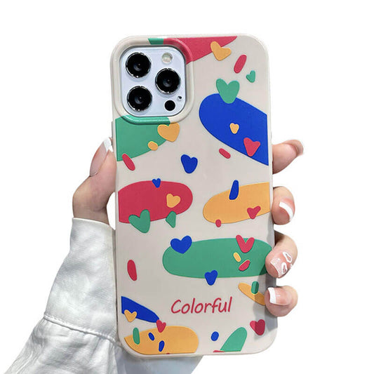 Painted Love Heart Lens Protector iPhone Case
