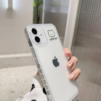 Slide Cute Lucky Bear Transparent Clear iPhone Case