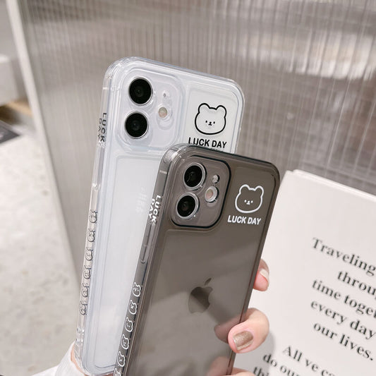 Slide Cute Lucky Bear Transparent Clear iPhone Case