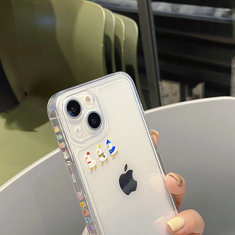 Coque et skin adhésive iPhone transparente de canard d'ours coloré