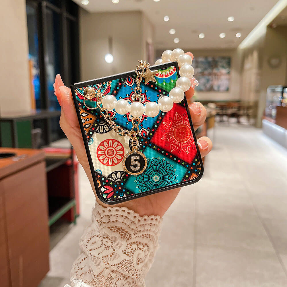 Boho Pearl Bracelet Galaxy Z Flip3 Flip4 Phone Case