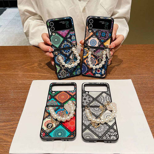 Boho Pearl Bracelet Galaxy Z Flip3 Flip4 Phone Case