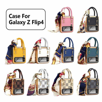 Newest Color Handbag Fashion Silk Scarf  Galaxy Z Flip3 Flip4 Phone Case