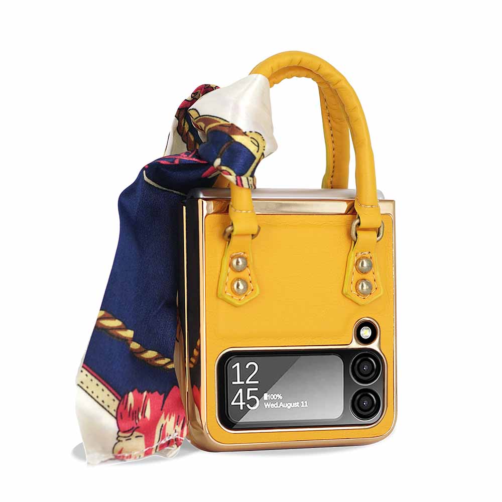 Newest Color Handbag Fashion Silk Scarf  Galaxy Z Flip3 Flip4 Phone Case