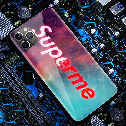 Neon Lights Appel entrant Light Up Glass iPhone Case Bar Clubbing Cool Mechanical Technology Cover