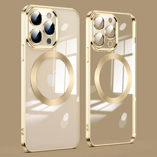 Luxury Magsafe Transparent iPhone Case Ultra Magnetic Circle Plating Lens Protector
