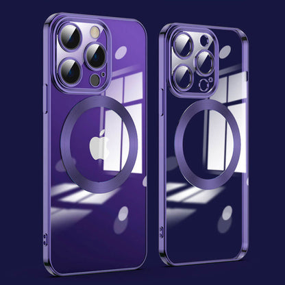 Funda de lujo Magsafe transparente para iPhone Protector de lente con revestimiento de círculo ultra magnético