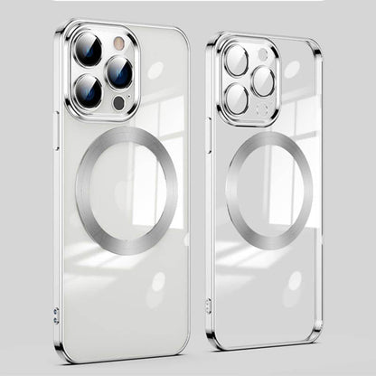 Funda de lujo Magsafe transparente para iPhone Protector de lente con revestimiento de círculo ultra magnético