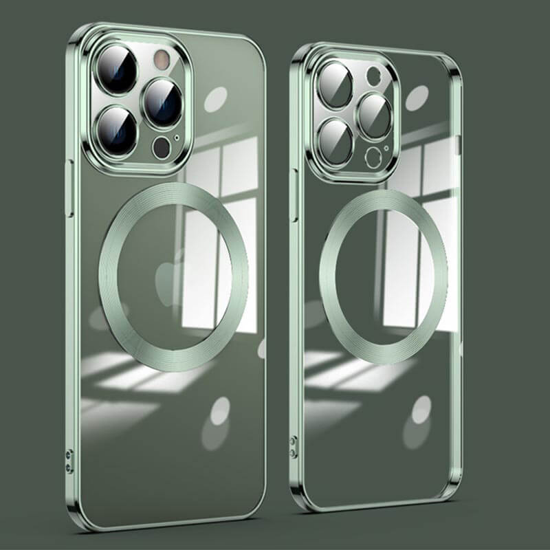 Protecteur d'objectif de placage de cercle ultra magnétique de luxe Magsafe Transparent pour iPhone