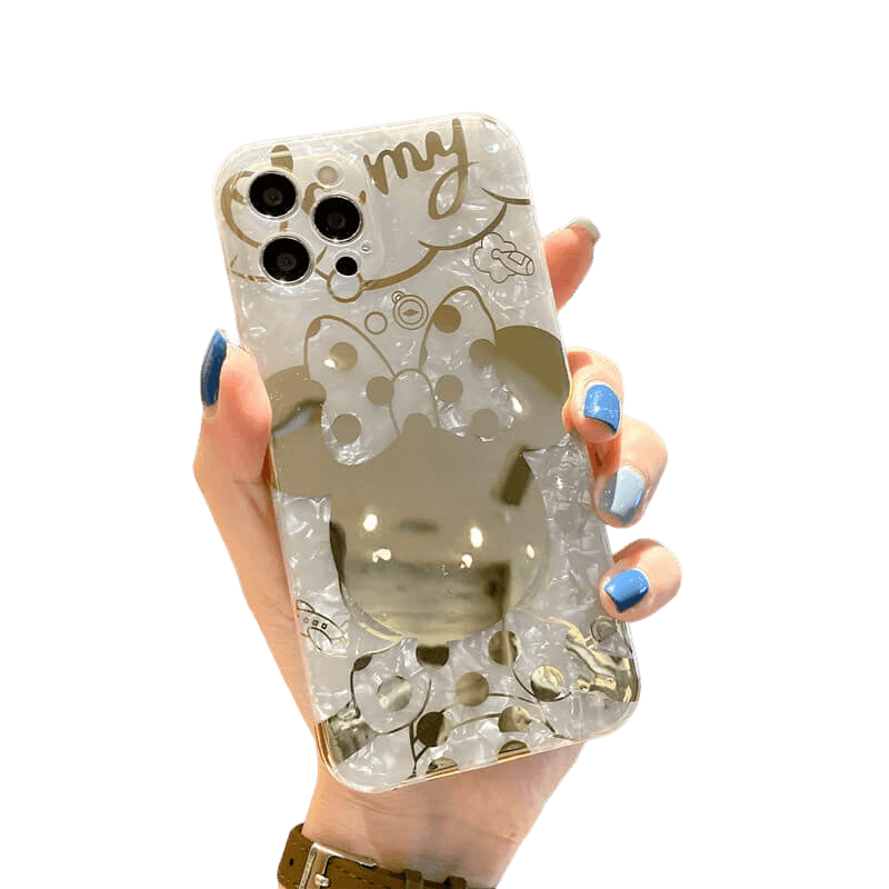 Cute Mouse Bronzing Golden Liquid Quicksand Finger Holder Bracket iPhone Case