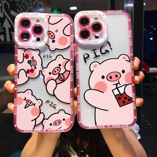 Vinilo o funda para iPhone Cute Cartoon Pig Duck Lovely Animal Clear
