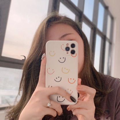 Funda de iPhone de silicona suave con sonrisa colorida