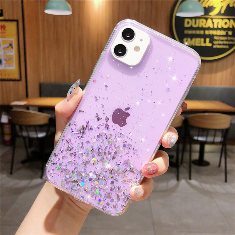 Vinilo o funda para iPhone Lentejuelas con purpurina epoxi de lujo