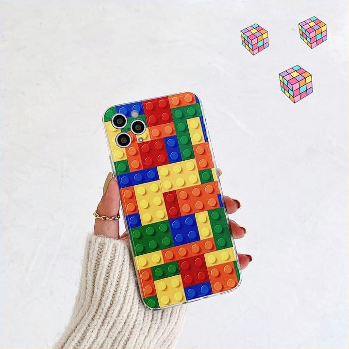 Colorful Building Blocks Pattern Toy Brick iPhone Case