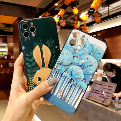 Cartoon Rabbit Forest Advanced Print Soft iPhone Case