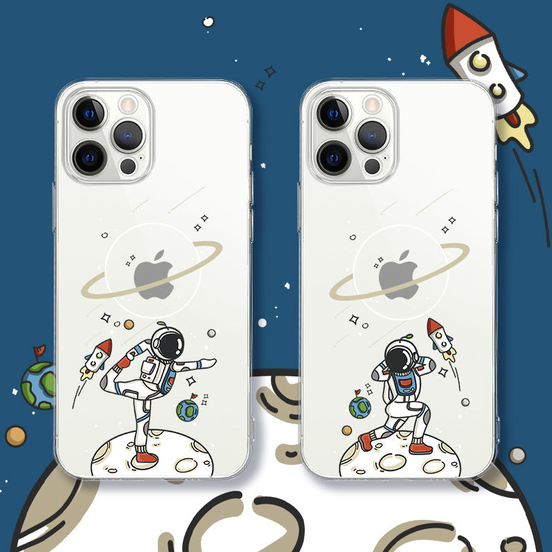Dancing Astronaut On The Moon Clear iPhone Case
