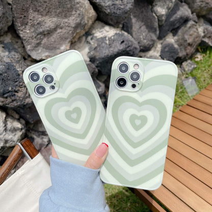 Matcha Green Love Hearts iPhone Case