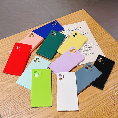 Candy Color Square Soft iPhone Case(Black,Wihte,Yellow,Green,Purple,Grey