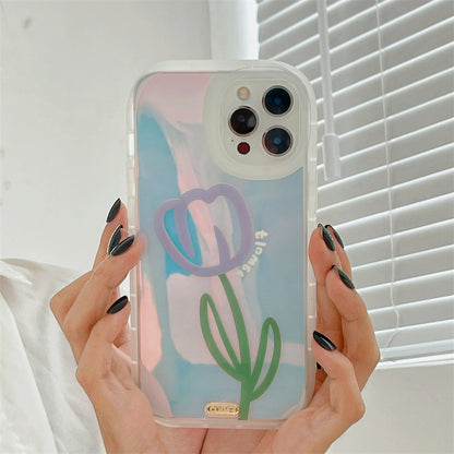 Laser Painting Flower Clear iPhone Case
